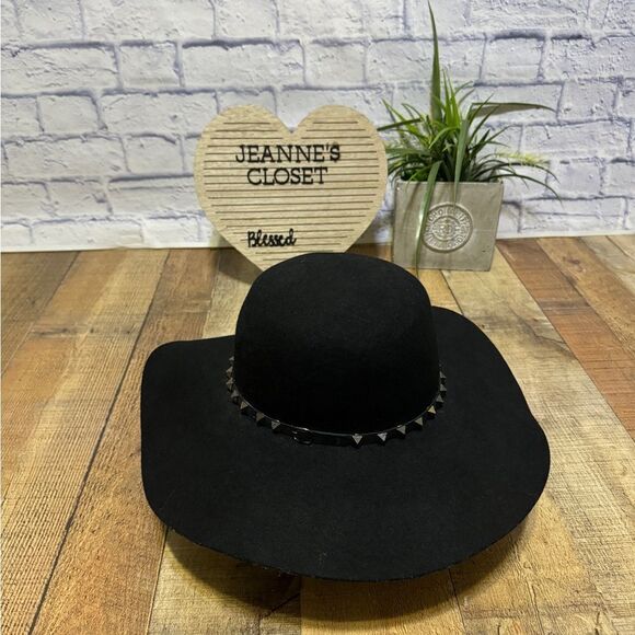 BROOKLYN HAT CO. BLACK WOOL STUDDED FLOPPY HAT main image 4